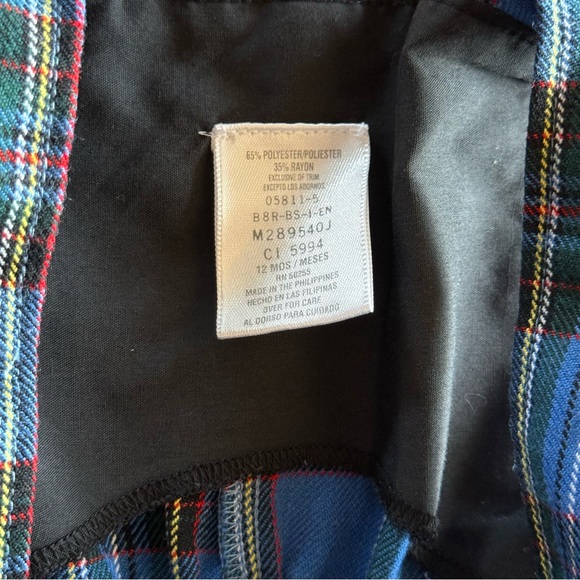 Vintage Plaid Romper Overalls 90s Y2K Blue Red Train 12 Months Baby Toddler Boy - Picture 7 of 7